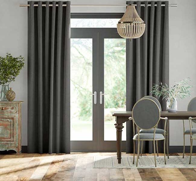 RV023 - Rèm Vải Đẹp Chống Nắng Màu Xám Đậm Hiện Đại
