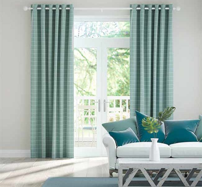 RV015 - Rèm Vải Châu Âu Cao Cấp Mềm Mại Màu Xanh