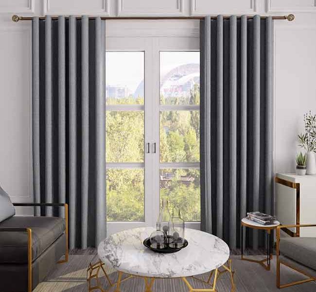 RV035 - Rèm Vải Màu Xám Đậm Chống Sáng Hiện Đại