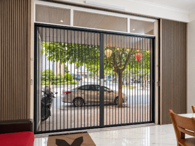 Cửa lưới chống trộm (xếp lá nhôm, lá đen)